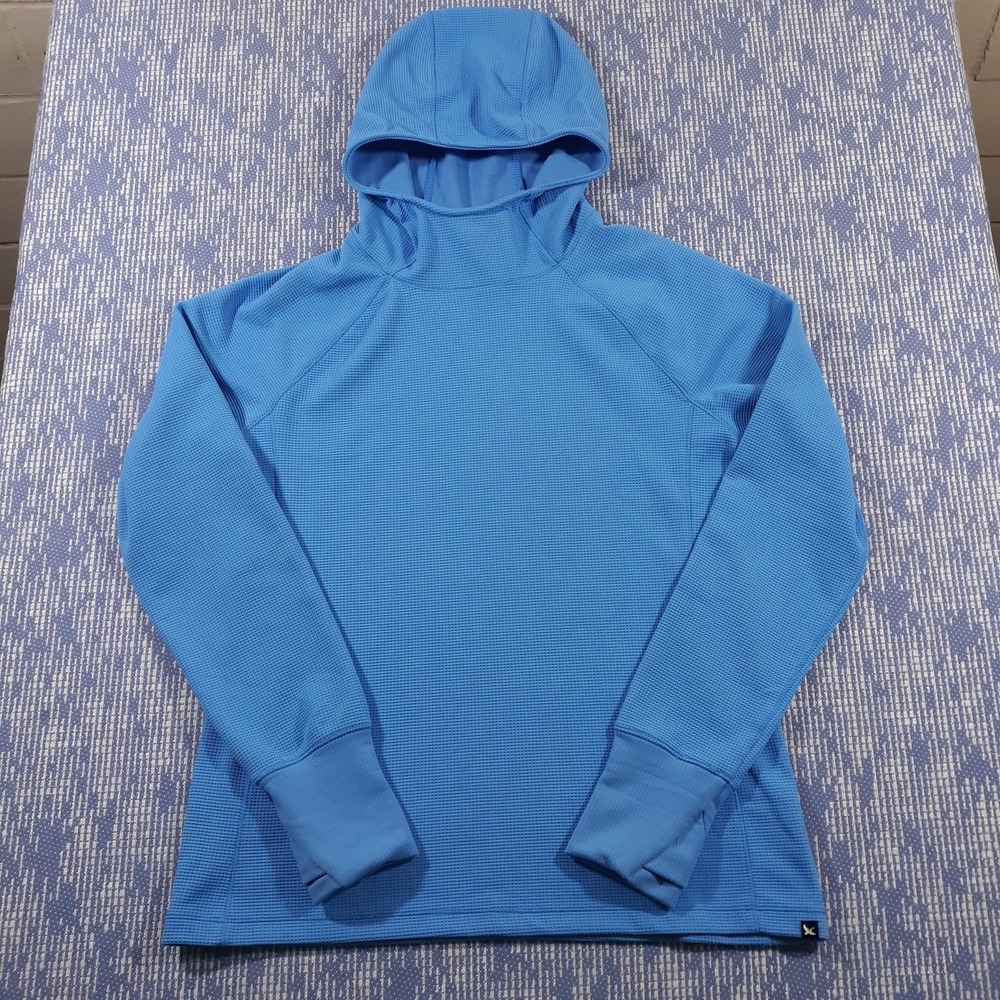 Eddie Bauer Hoodie Womens M Performance Outdoor Travel Waffle Knit Blue